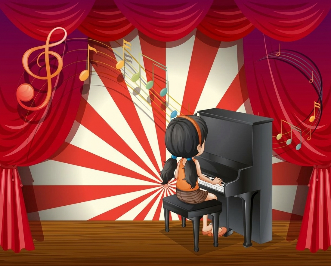 Girl playing a piano