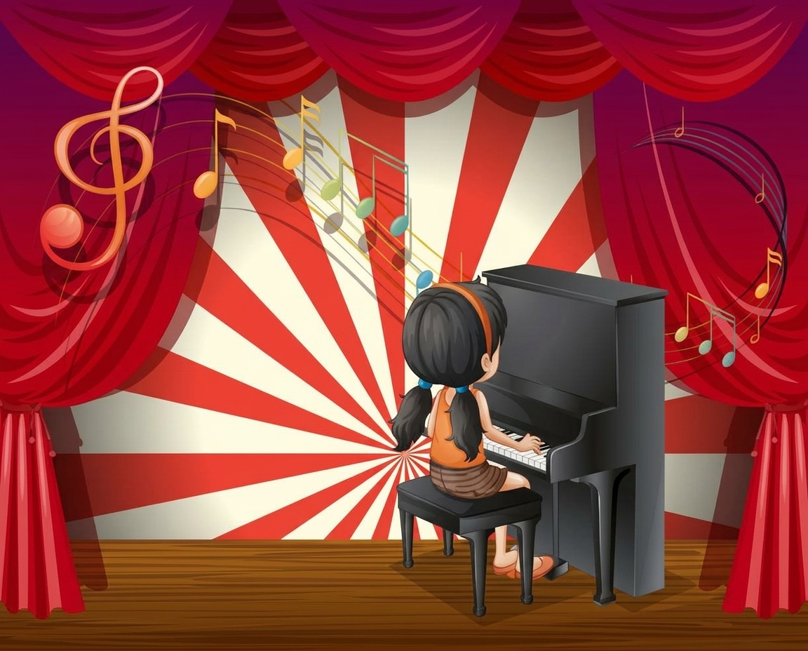Girl playing a piano