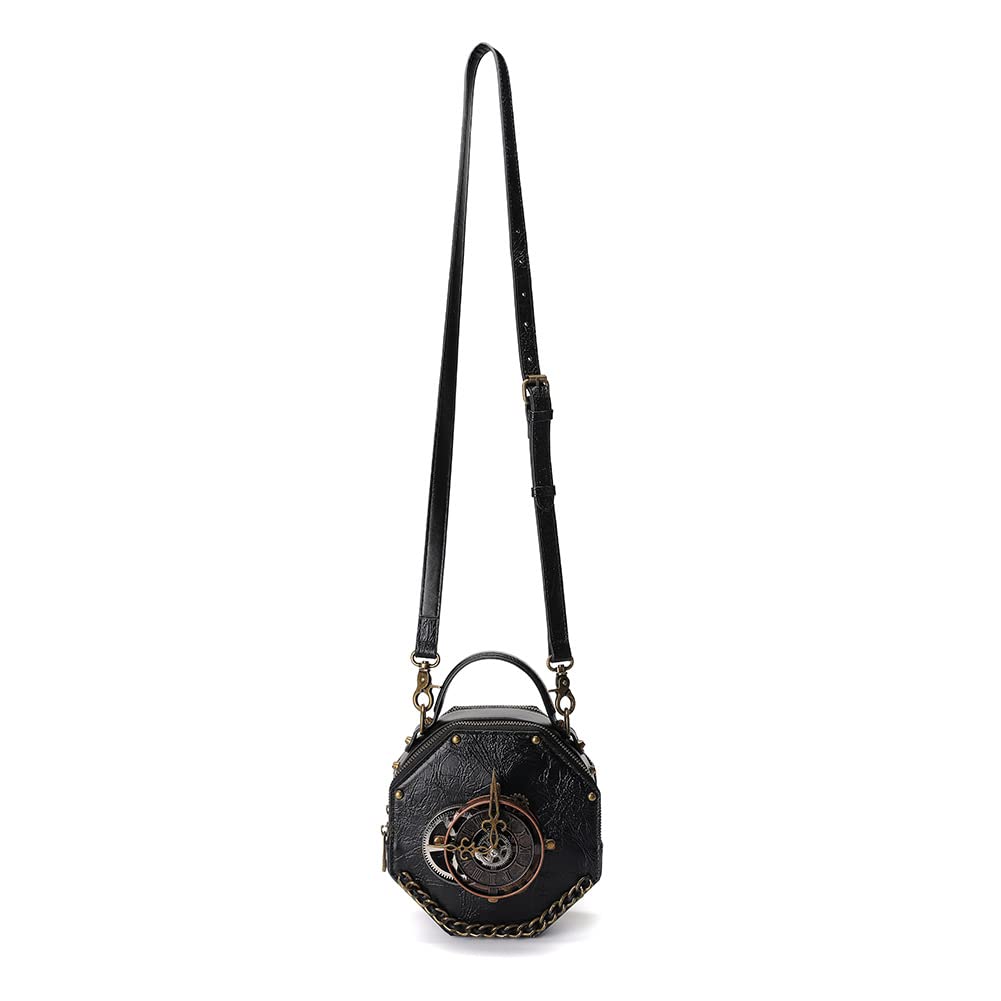 Messenger Bag Leather Retro Briefcase Steampunk Crossbody Shoulder Purse Satchel for Women Lolita Gothic Costume Accessory