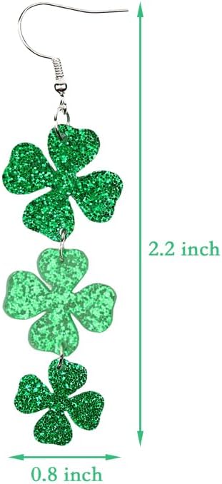 St. Patrick's Day Green Shamrocks Clover Lucky Grass Earrings for Women,Good Luck Dangling Earrings,Irish St. Patrick's Day Decorations Accessories.