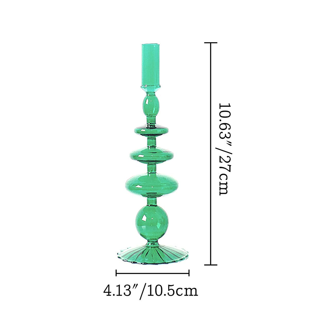 Glass Candlesticks Holders, Retro Glass Candle Holder for Taper Candle Table Centerpiece Wedding Party Home Decoration, Oliver Green