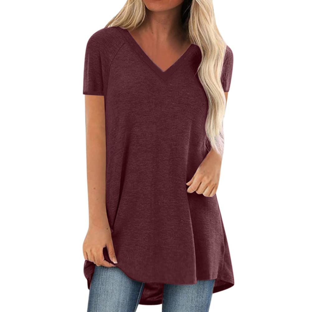 Womens Long Tunics or Tops to Wear with Leggings Short/Long Sleeve Blouses Shirts