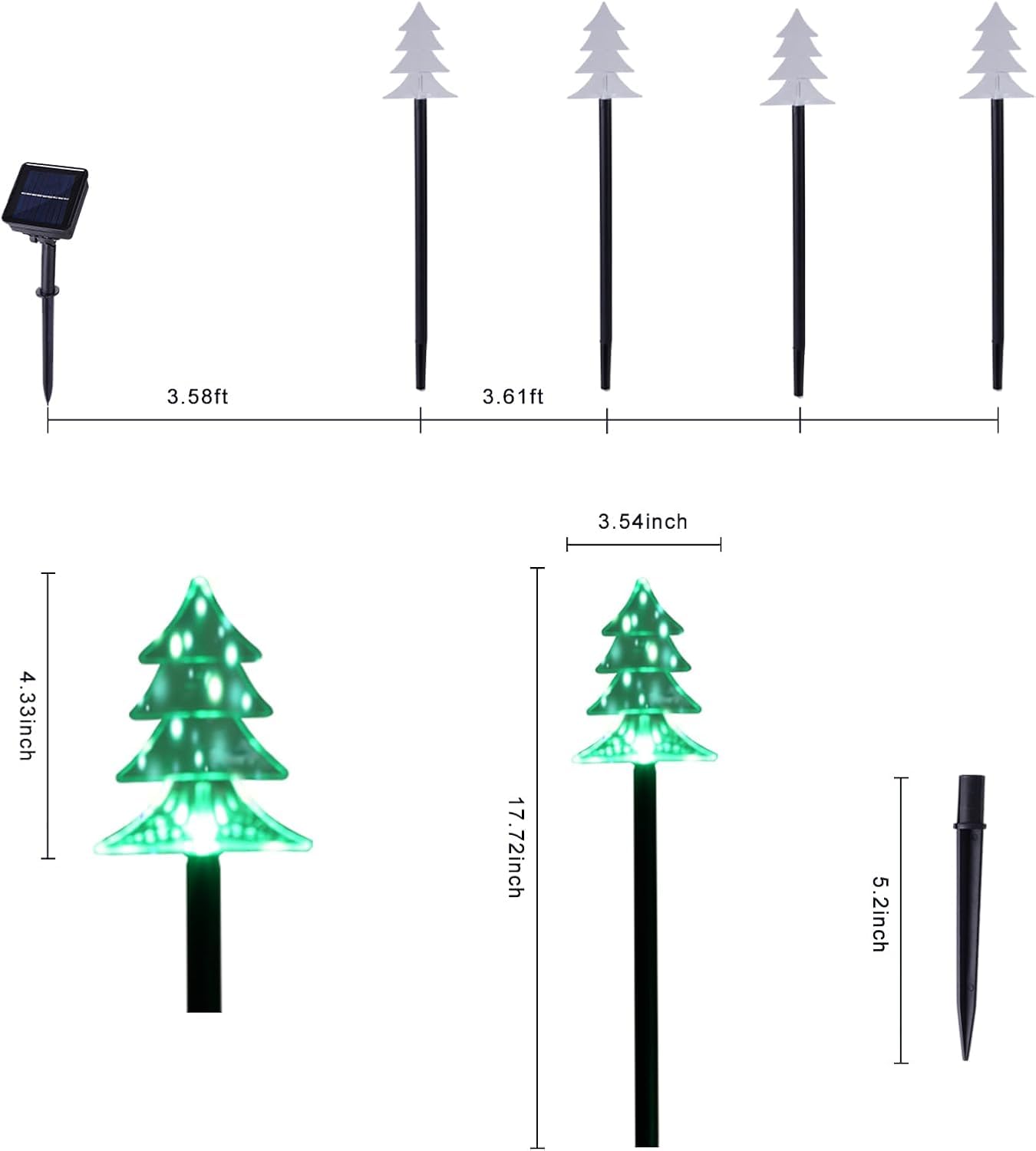 Outdoor Christmas Decorations, Solar Christmas Pathway Lights, Set of 5 Waterproof Landscape LED Lights for Yard Lawn Patio Walkway Decor