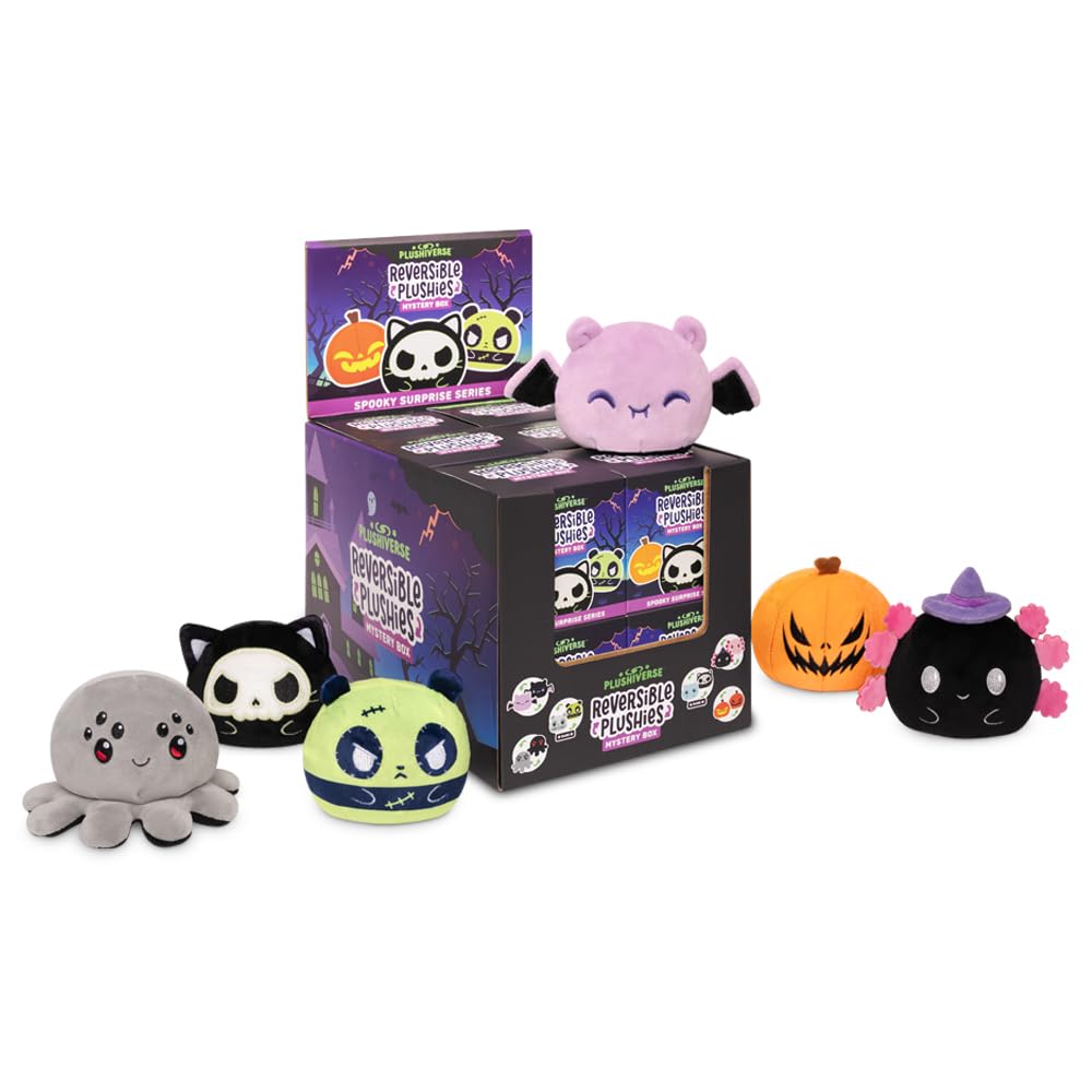 TeeTurtle Spooky Surprise Series Reversible Plushie Mystery Box - 3-Inch Mini Two-Sided Blind Box Plush with Embroidered Details - Cute Collectible Halloween Toy for Kids, Teens, and Adults