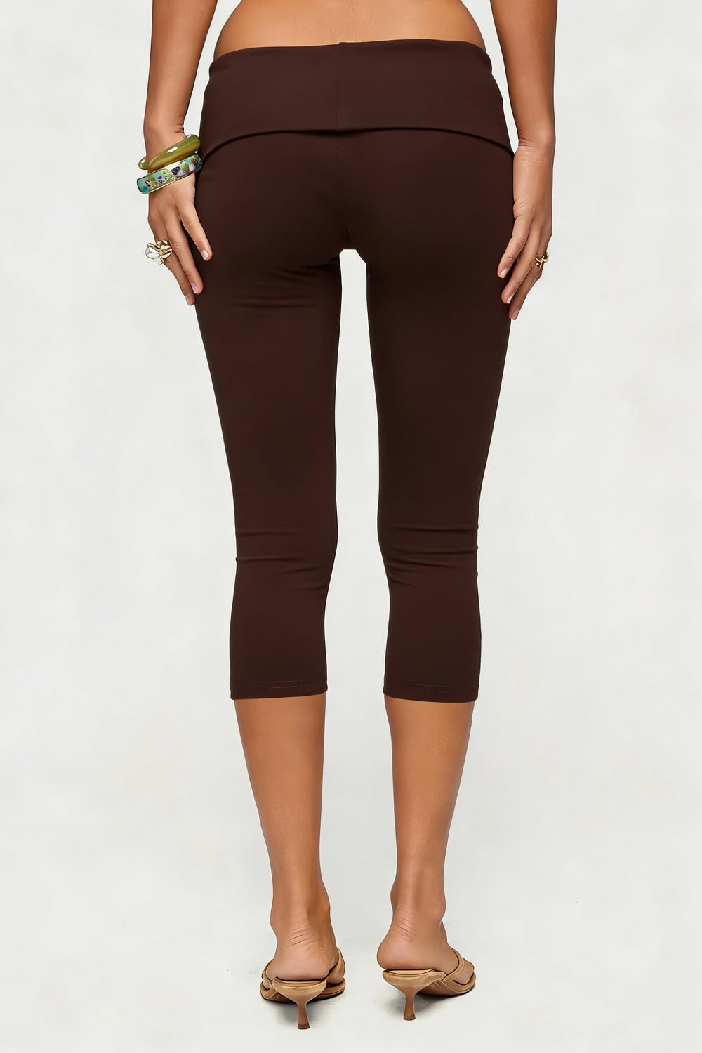 Women Y2k Low Rise Capris Button Grommet Foldover Capri Leggings Split Skinny Cropped Pants Going Out Capris Yoga Pants