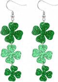 St. Patrick's Day Green Shamrocks Clover Lucky Grass Earrings for Women,Good Luck Dangling Earrings,Irish St. Patrick's Day Decorations Accessories.