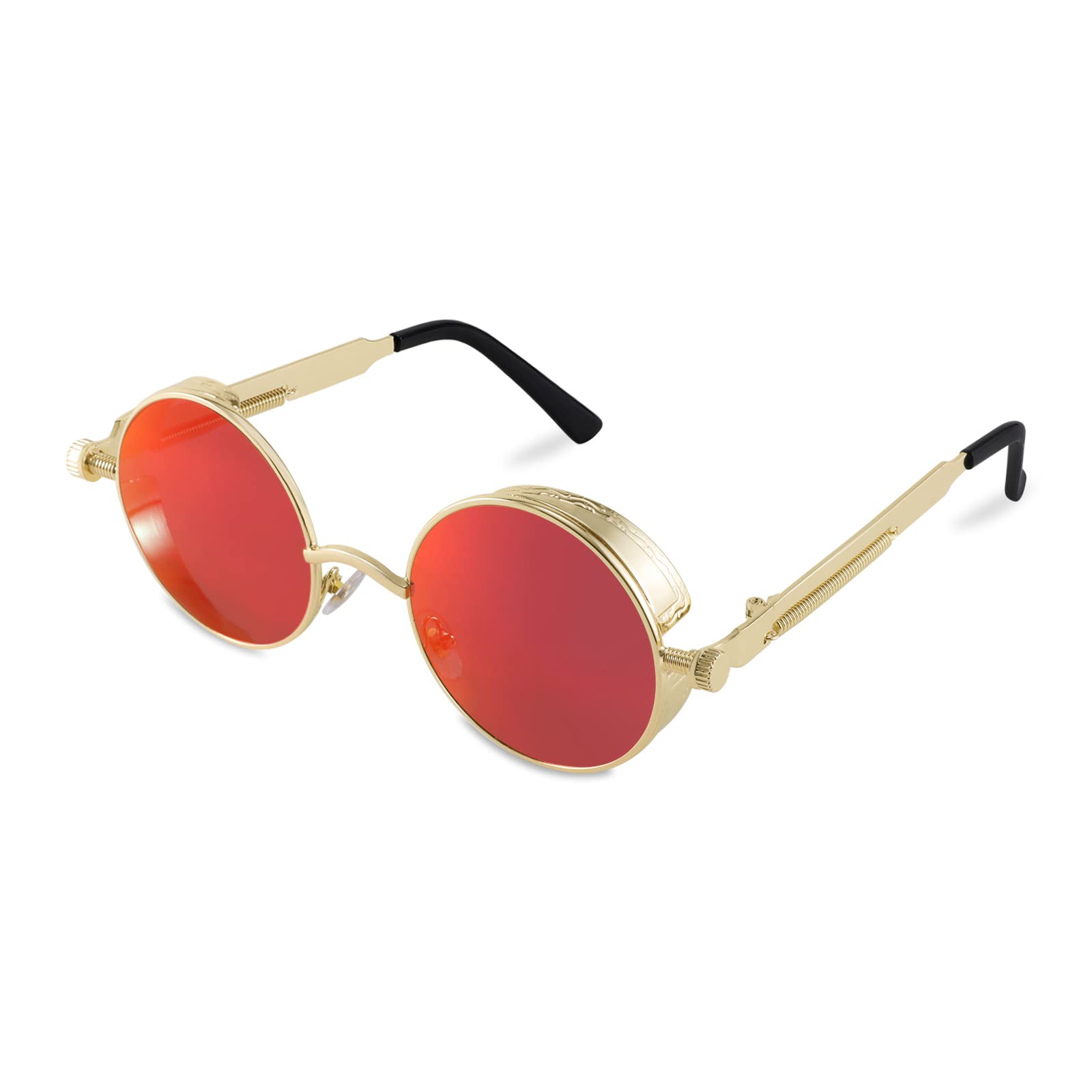FEISEDY Retro Gothic Steampunk Sunglasses Round Metal Frame Punk Circle Inspired Shade Men B1857