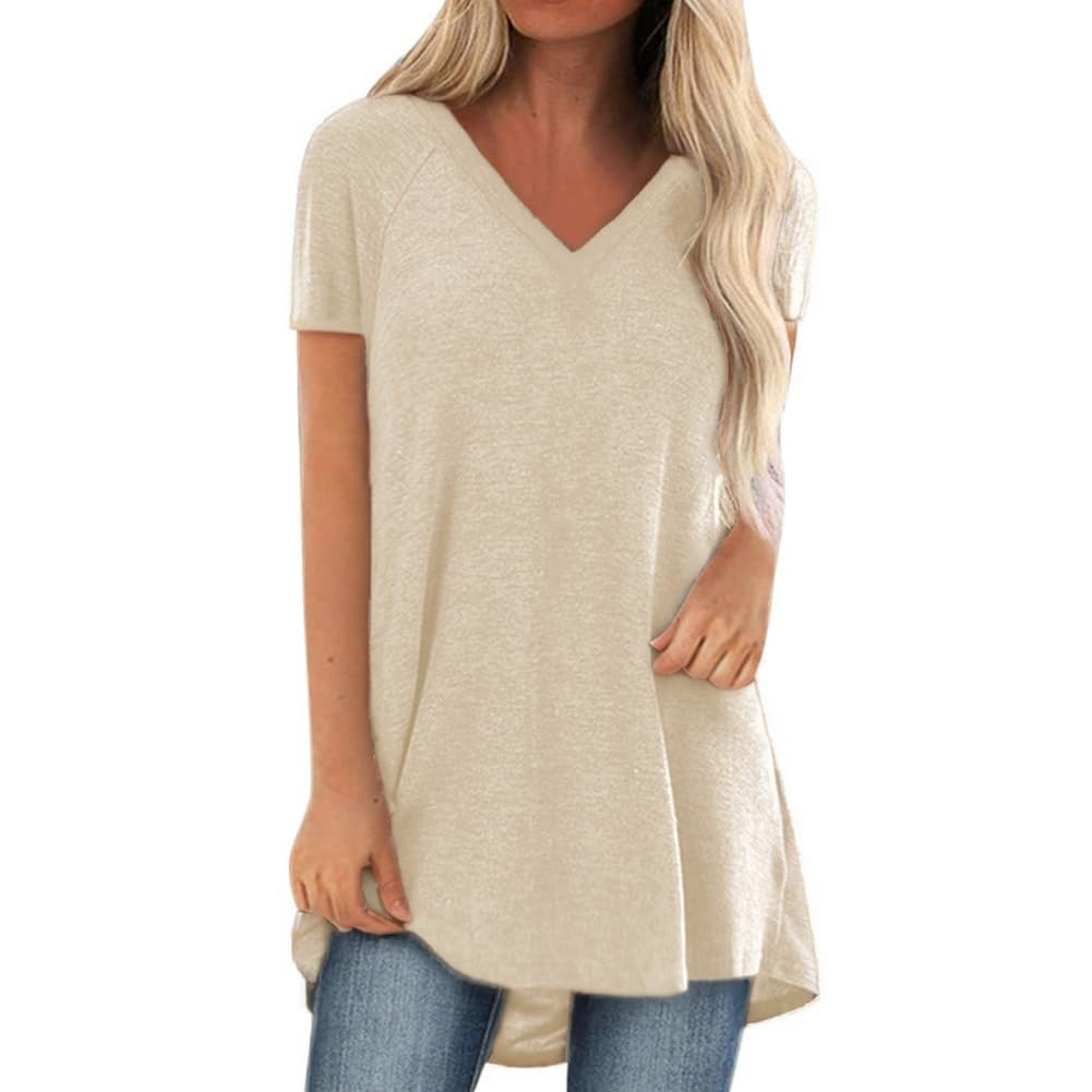 Womens Long Tunics or Tops to Wear with Leggings Short/Long Sleeve Blouses Shirts