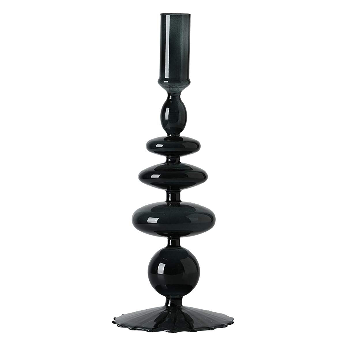 Glass Candlesticks Holders, Retro Glass Candle Holder for Taper Candle Table Centerpiece Wedding Party Home Decoration, Oliver Green