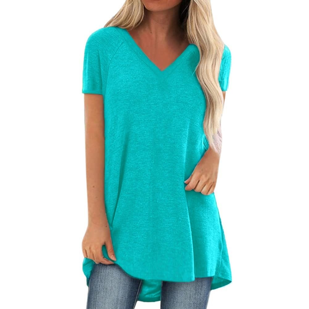 Womens Long Tunics or Tops to Wear with Leggings Short/Long Sleeve Blouses Shirts