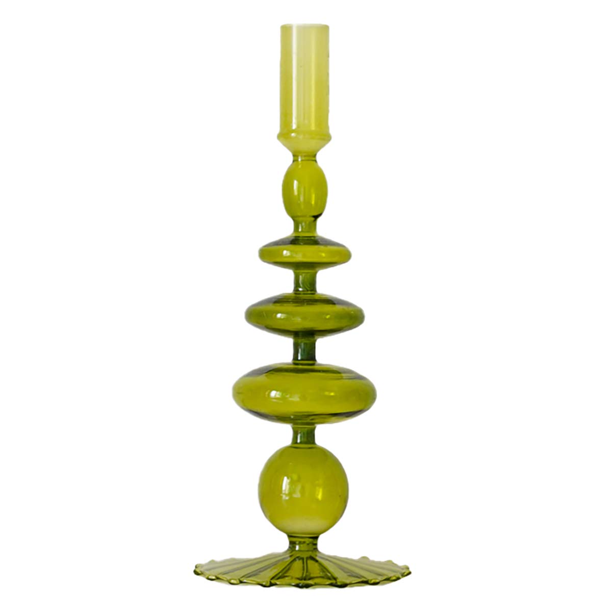 Glass Candlesticks Holders, Retro Glass Candle Holder for Taper Candle Table Centerpiece Wedding Party Home Decoration, Oliver Green