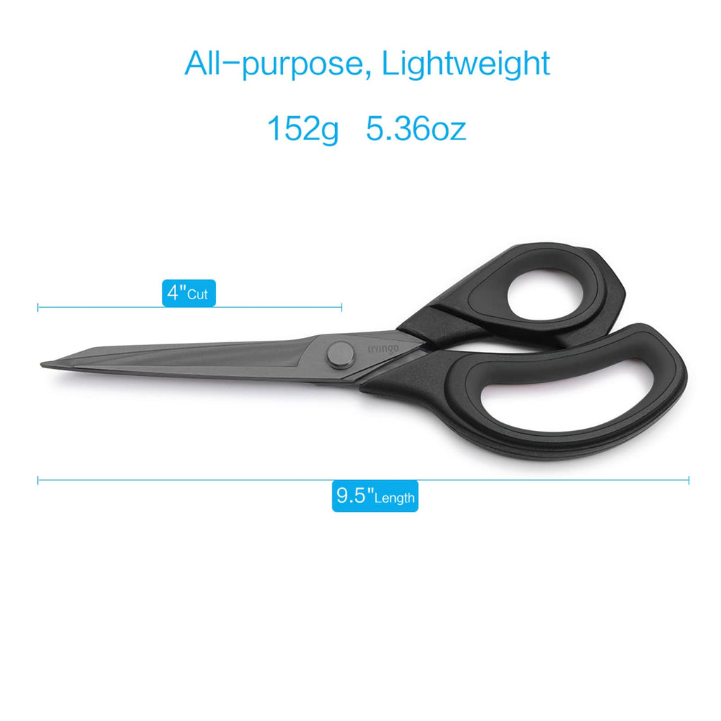 LIVINGO Premium Tailor Scissors Heavy Duty Multi-Purpose Titanium Coating Forged Stainless Steel Sewing Fabric Leather Dressmaking Comfort Grip Shears Professional Crafting (9.5 INCH)