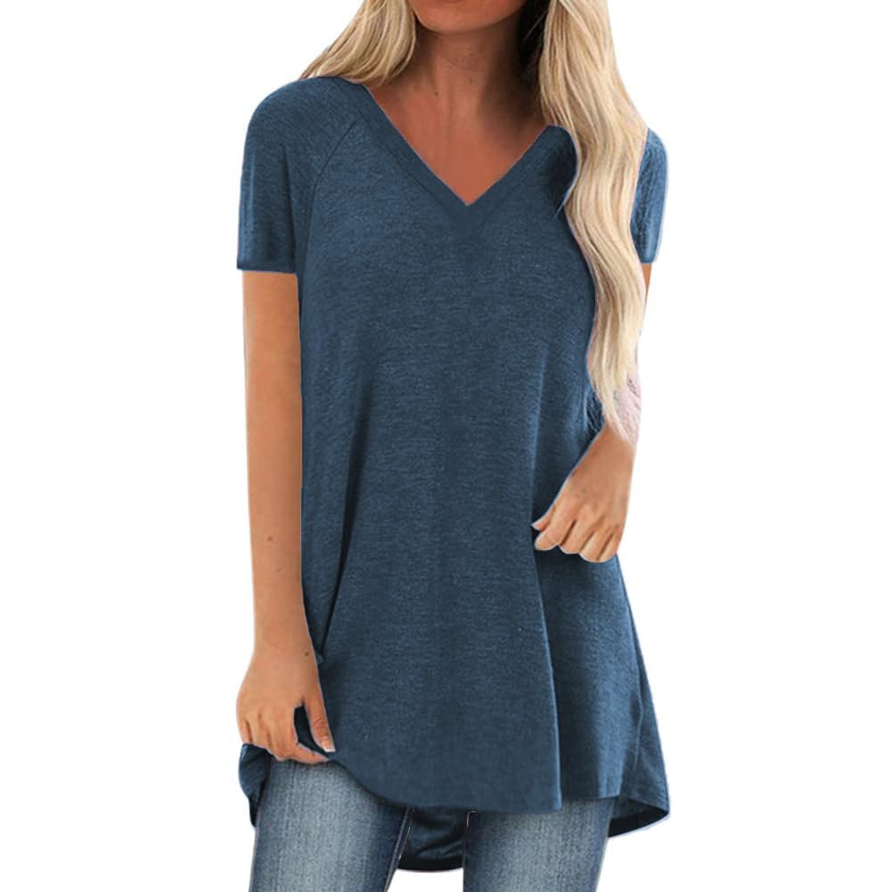 Womens Long Tunics or Tops to Wear with Leggings Short/Long Sleeve Blouses Shirts