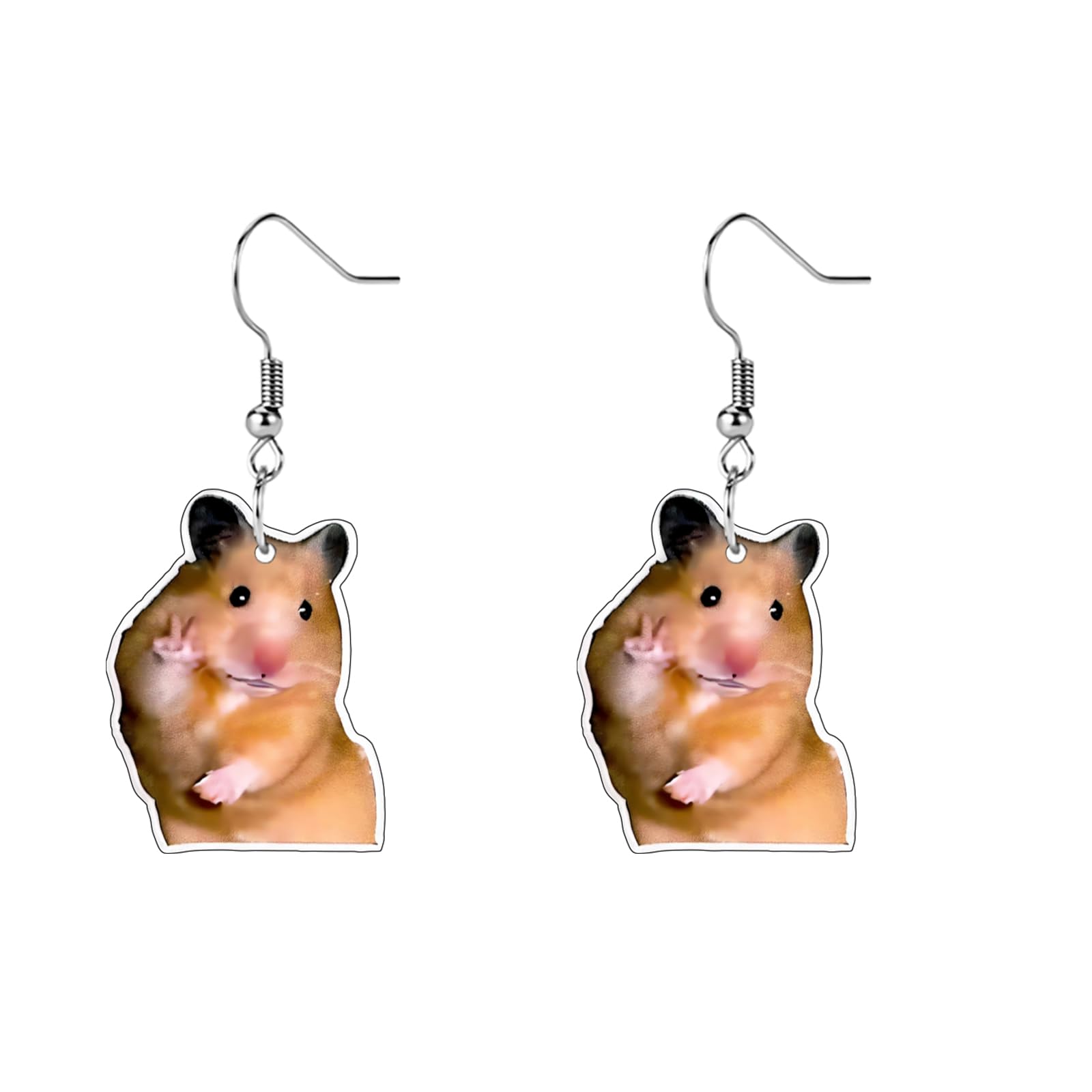 Funny Dog Sunflower Paw Print Earrings for Women - Unique & Quirky Funky Acrylic Dangle Earrings, Cute & Silly Novelty Design, Wacky & Crazy Earrings for Fun Lovers