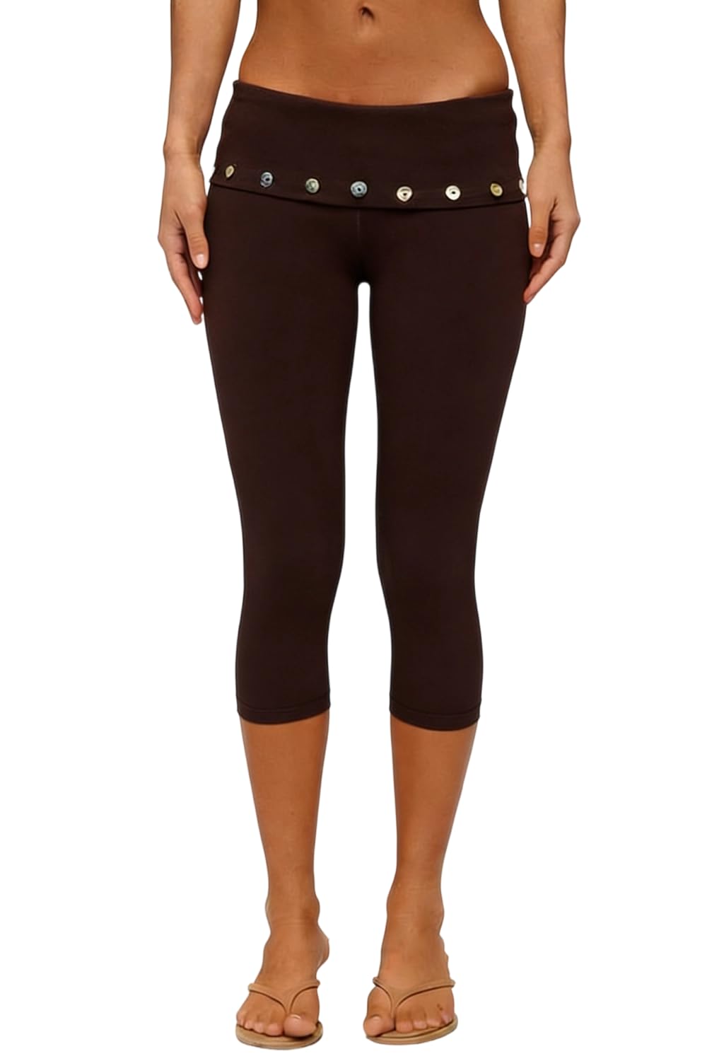 Women Y2k Low Rise Capris Button Grommet Foldover Capri Leggings Split Skinny Cropped Pants Going Out Capris Yoga Pants