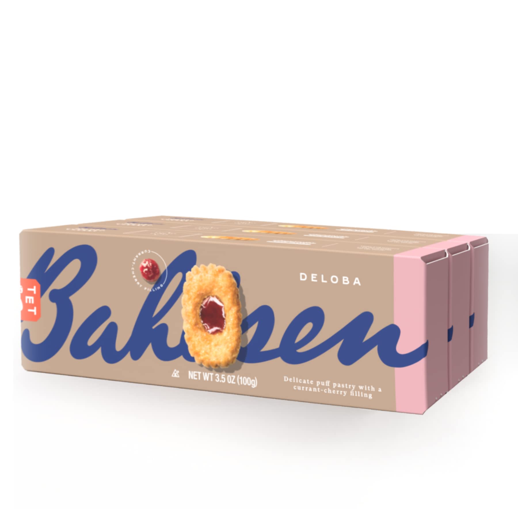 Bahlsen Deloba Red Currant Cookies (12 boxes) - Sweet & delicate, buttery puff pastry biscuits with light crispy layers and red currant filling - 3.5 oz boxes