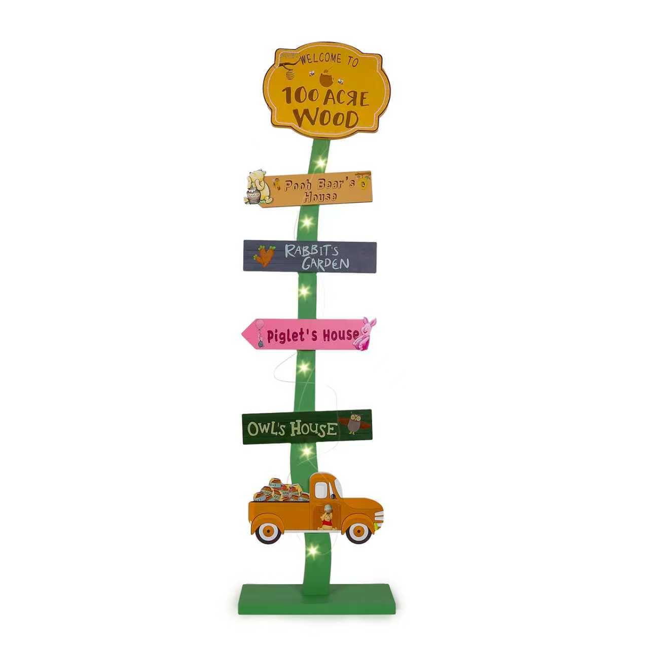 43.8" Lighted Wooden St. Patrick's Day Porch Sign Leprechaun Hat Shamrock Irish Train Standing Signs With Base For Indoor Outdoor Yard Decor
