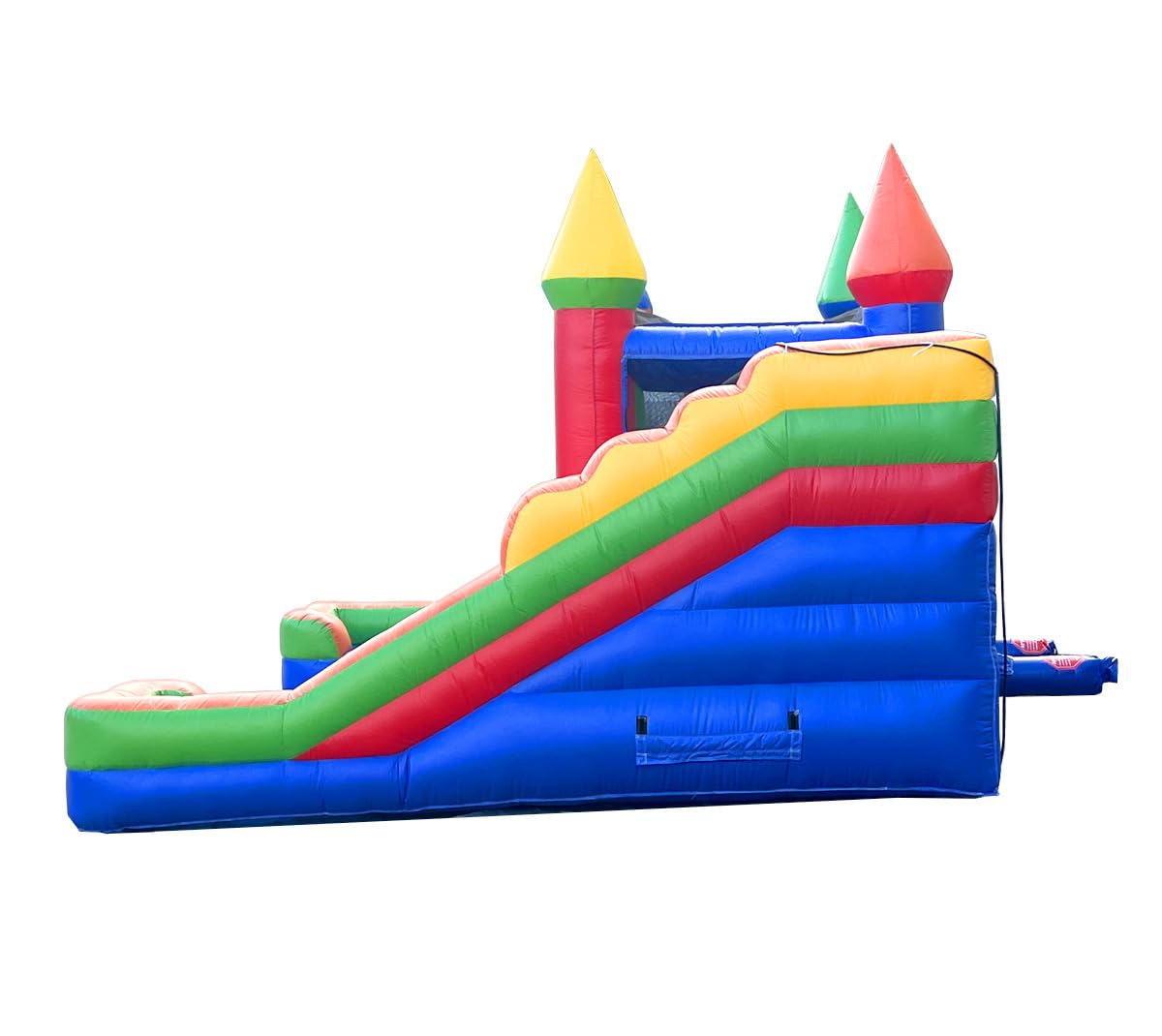 Crossover Tropical Double Water Slide Bounce House Combo, 16.5 x 15 x 11 Foot, PVC Vinyl Inflatable Bouncy House for Kids, Wet or Dry Slides, with Stakes, Storage Bag and 1 HP Blower