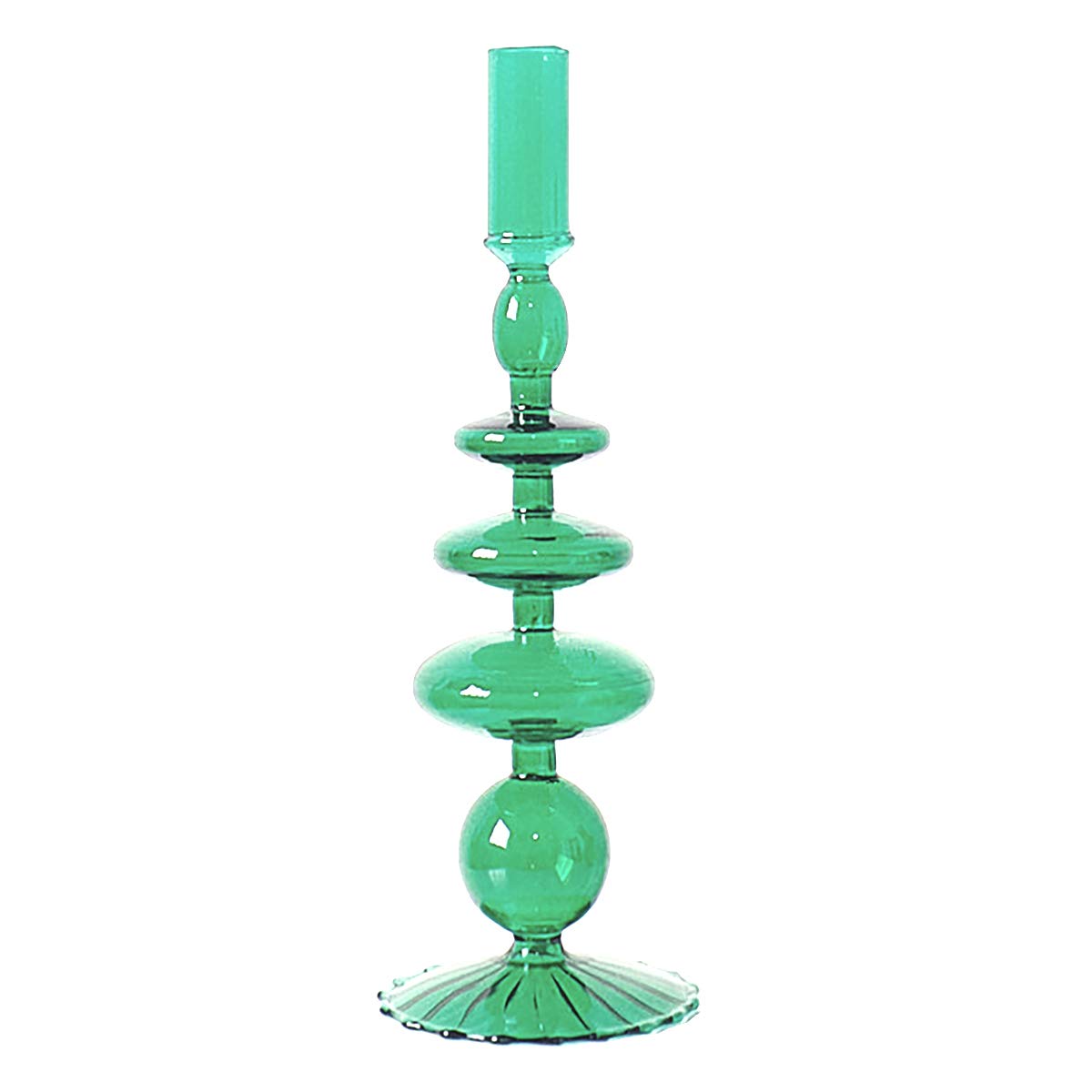Glass Candlesticks Holders, Retro Glass Candle Holder for Taper Candle Table Centerpiece Wedding Party Home Decoration, Oliver Green