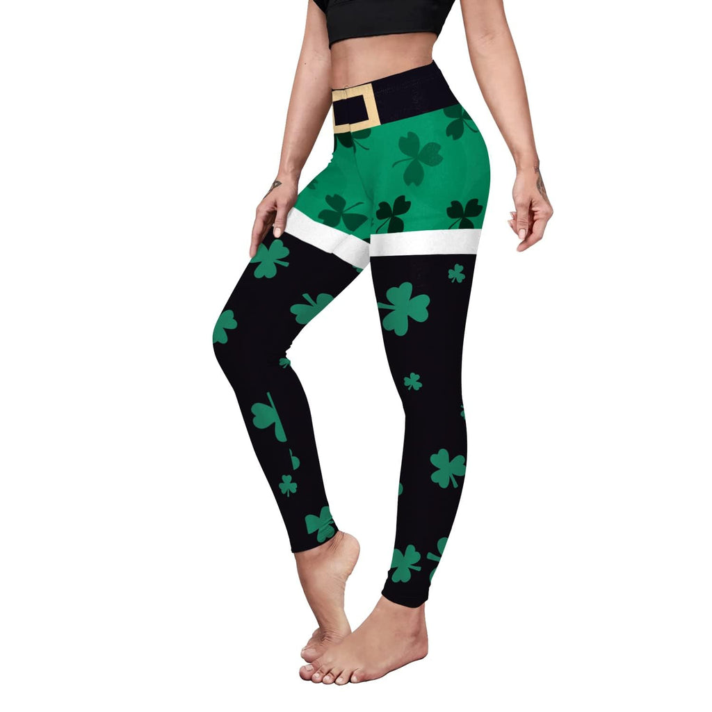color cosplayer St. Patrick's Day Leggings Shamrock Stretchy Tights Yoga Pants for Women