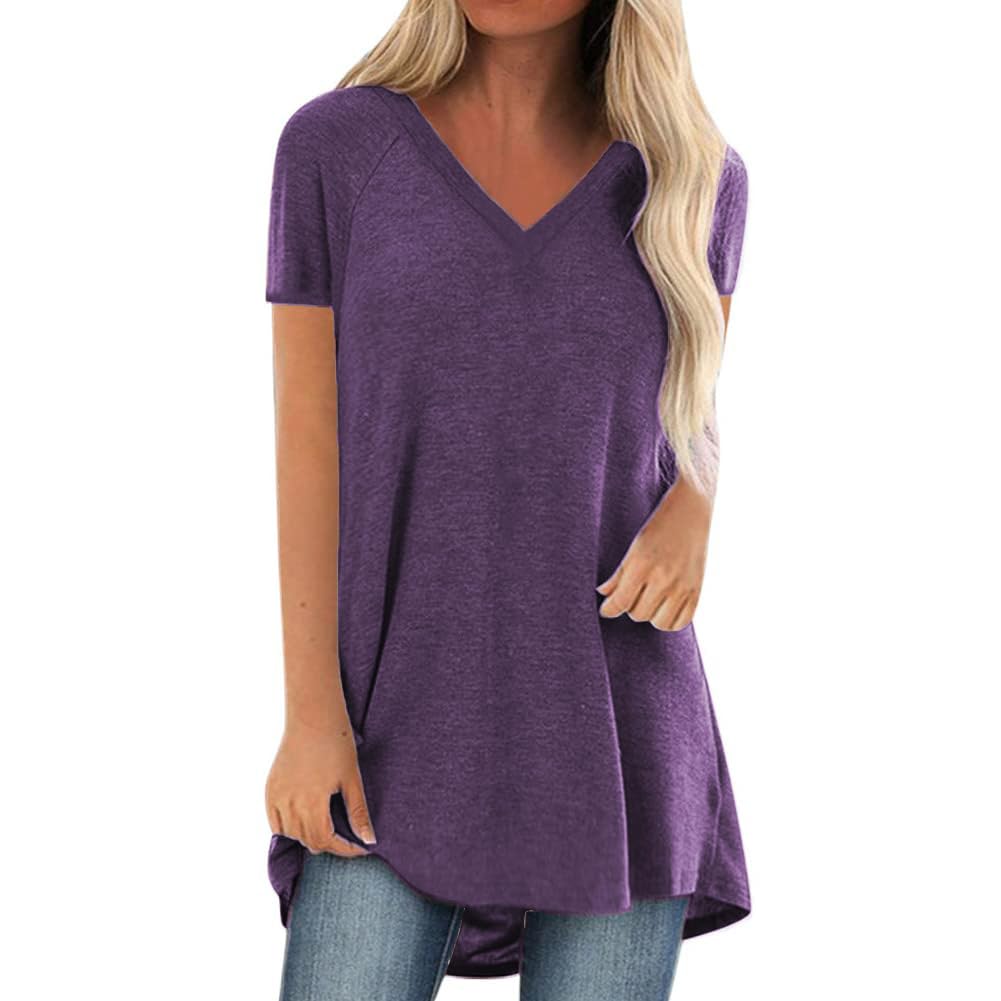Womens Long Tunics or Tops to Wear with Leggings Short/Long Sleeve Blouses Shirts