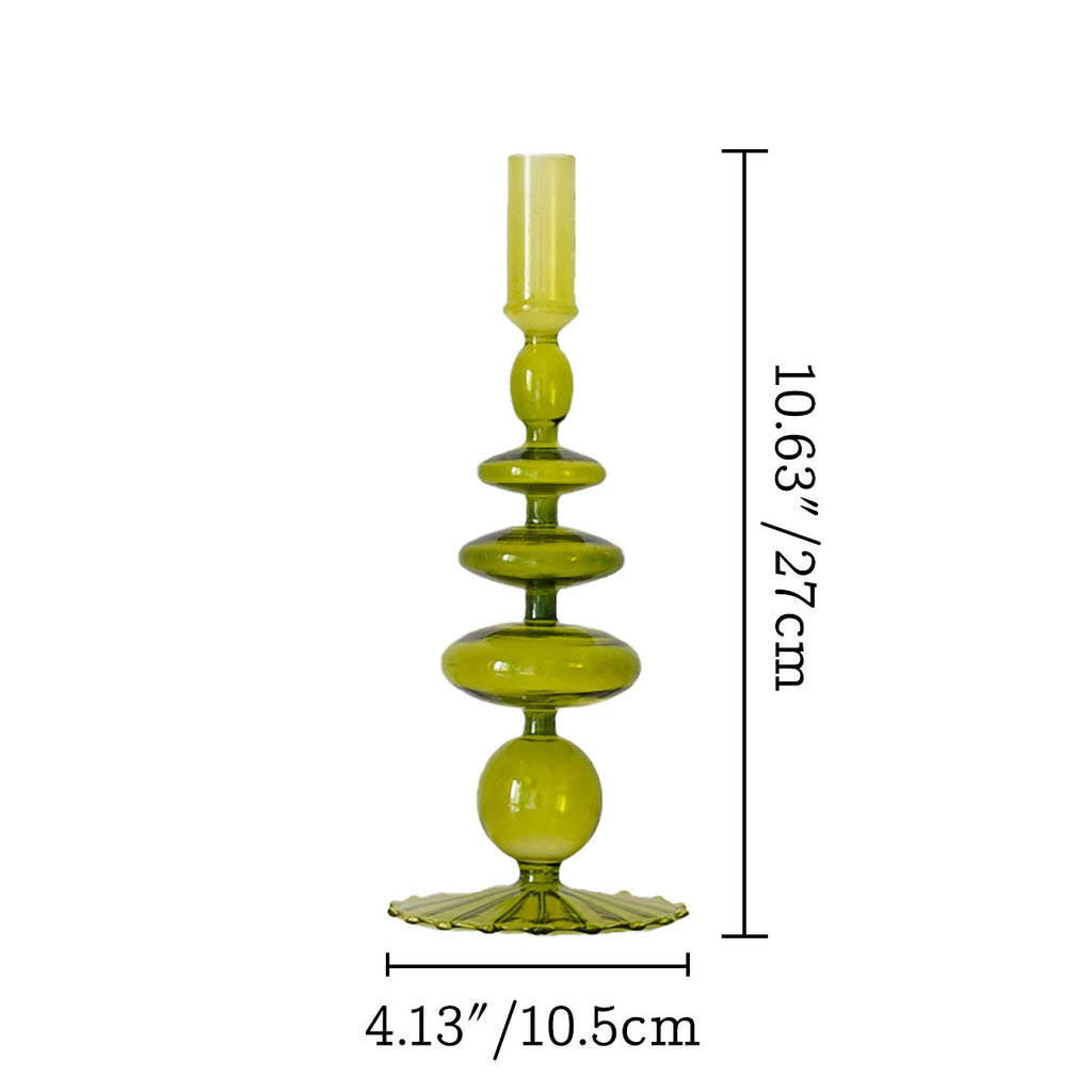 Glass Candlesticks Holders, Retro Glass Candle Holder for Taper Candle Table Centerpiece Wedding Party Home Decoration, Oliver Green