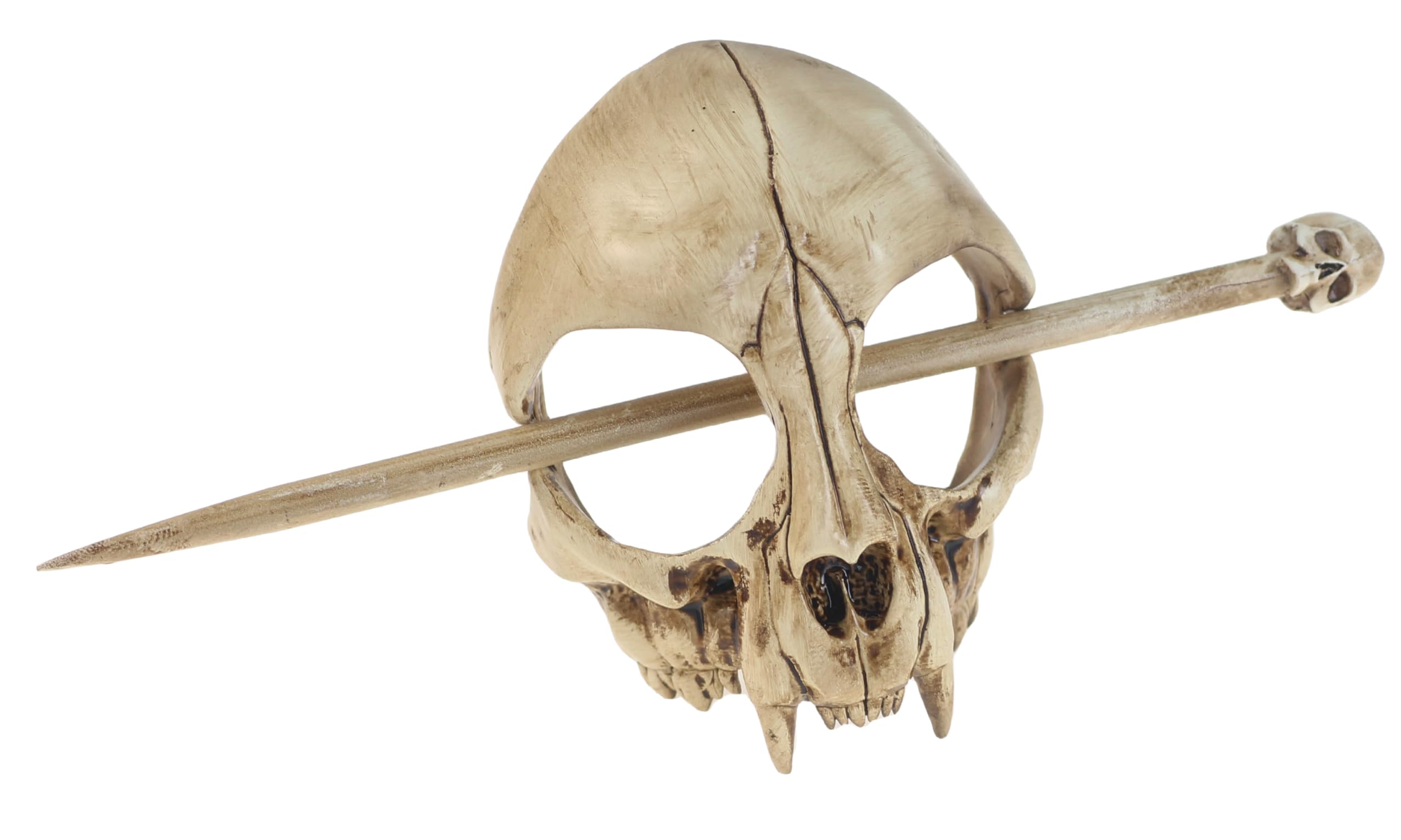 Cat Skull Hair Stick, Gothic Feline Skull Resin Bone Hair Slide Barrette for Women, Cat Skull Hair Clip Halloween Cosplay Witchcore Hairpin, Spooky Updo Holder (1 Piece)