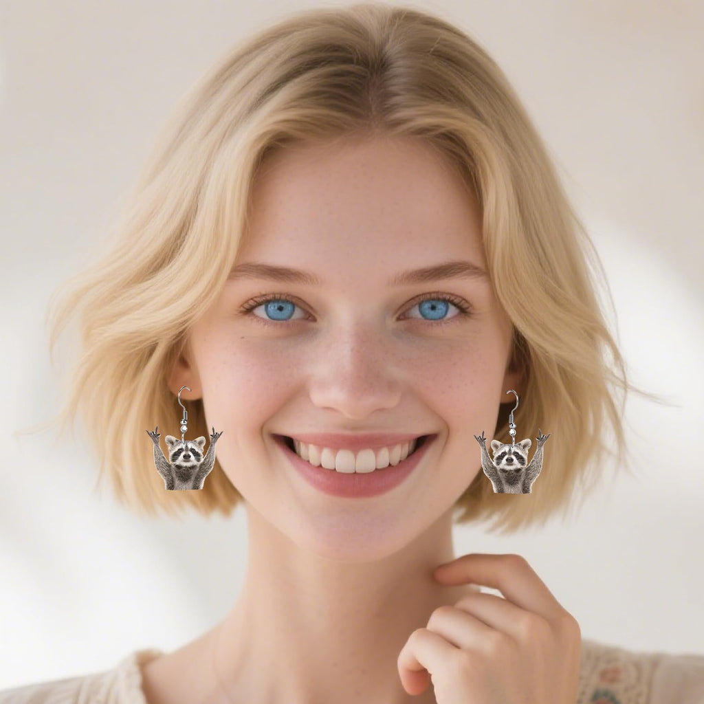 Funny Dog Sunflower Paw Print Earrings for Women - Unique & Quirky Funky Acrylic Dangle Earrings, Cute & Silly Novelty Design, Wacky & Crazy Earrings for Fun Lovers