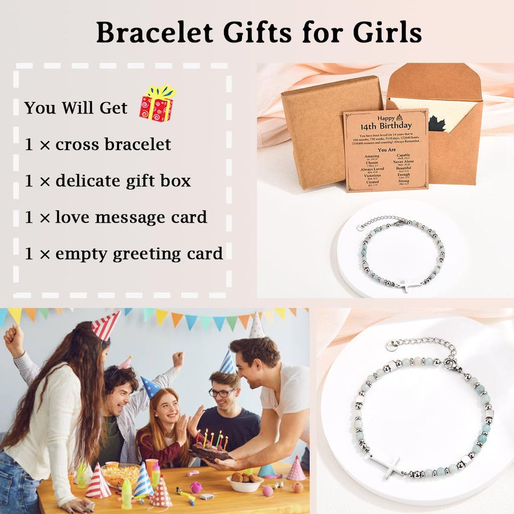 Religious Cross Bracelet for Women Girls, Christian Gifts for Daughter Granddaughter Sister in Christ Friend Niece on Birthday Christmas Easter Valentines Day Graduation