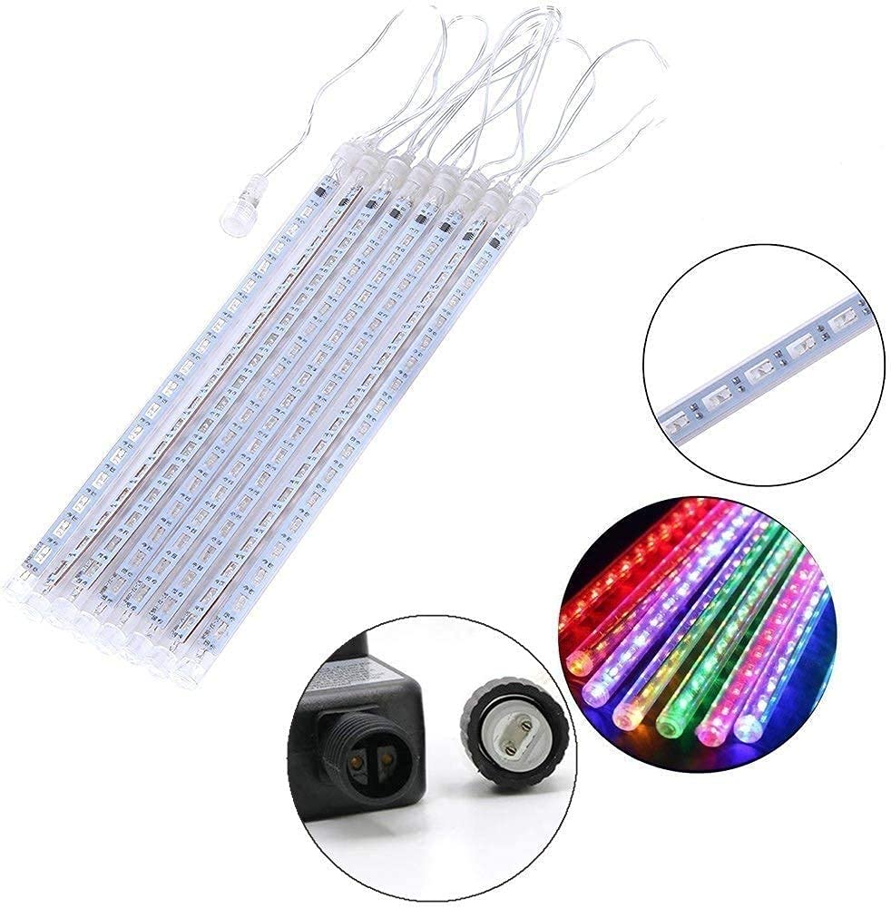 Weepong Halloween Lights Outdoor, Meteor Shower Christmas Lights for Halloween Decorations, 8 Tube 192 LED Snow Falling Rain Icicle String Light for Xmas Christmas Decor Tree Party, UL Plug Green