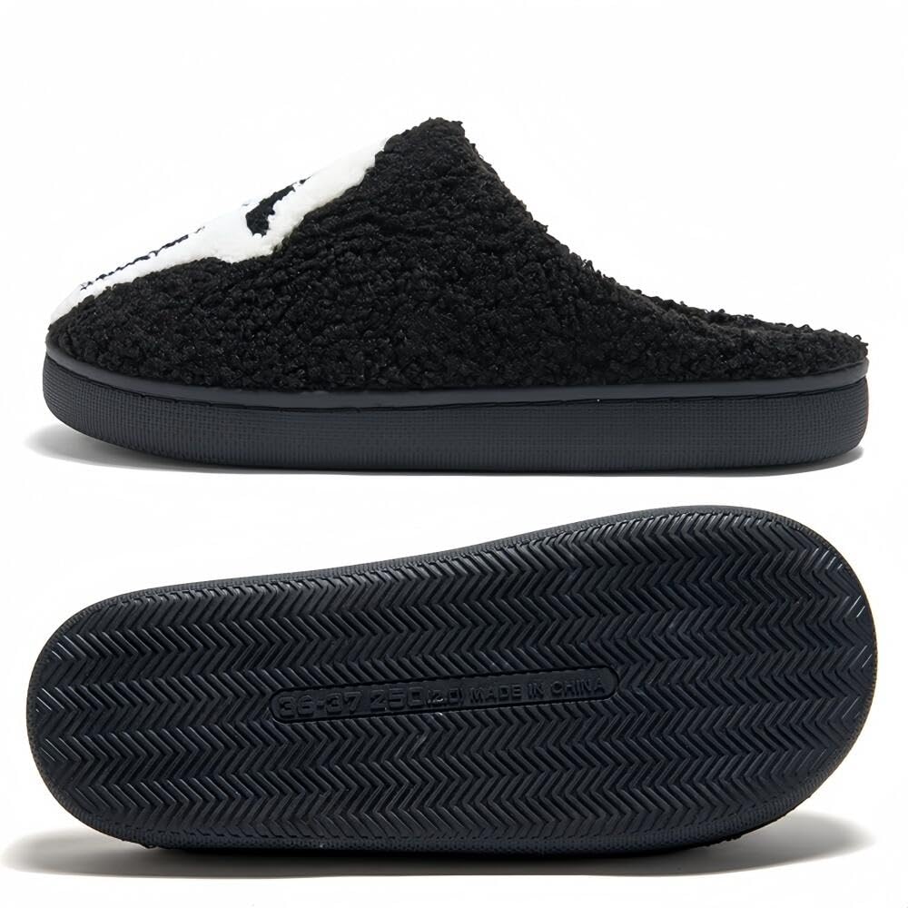 Halloween Slippers for Women Retro Soft Cozy Comfy Plush Lightweight Slip-on Indoor Outdoor Anti-Skid Sole Christmas House Shoes