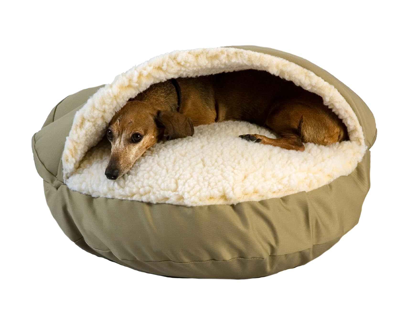 Snoozer Cozy Cave Dog Bed - Indoor Dog Bed with Cover Cave, Covered Calming Burrow for Small Sized Pets with Blanket Attached, Enclosed, Removable Washable Cover - Small, Navy
