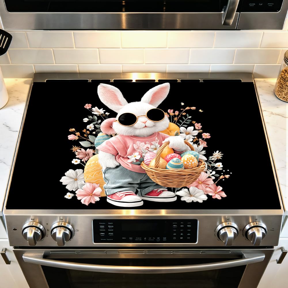 Stove Mat 28.35 x 20.47 Inch Christmas Fireplace and Tree Design Cozy Living Room Holiday Scene Decorative Kitchen Countertop Cover Reusable Flexible Mat for Gas Range Electric Stove Home Winter Décor