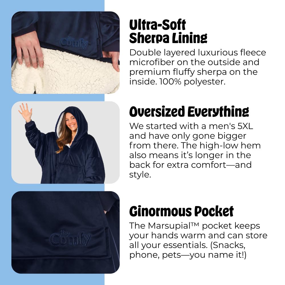 THE COMFY Original | From Shark Tank | Patented | Oversized Sherpa Wearable Blanket Hoodie| Gift for Women & Men | One Size