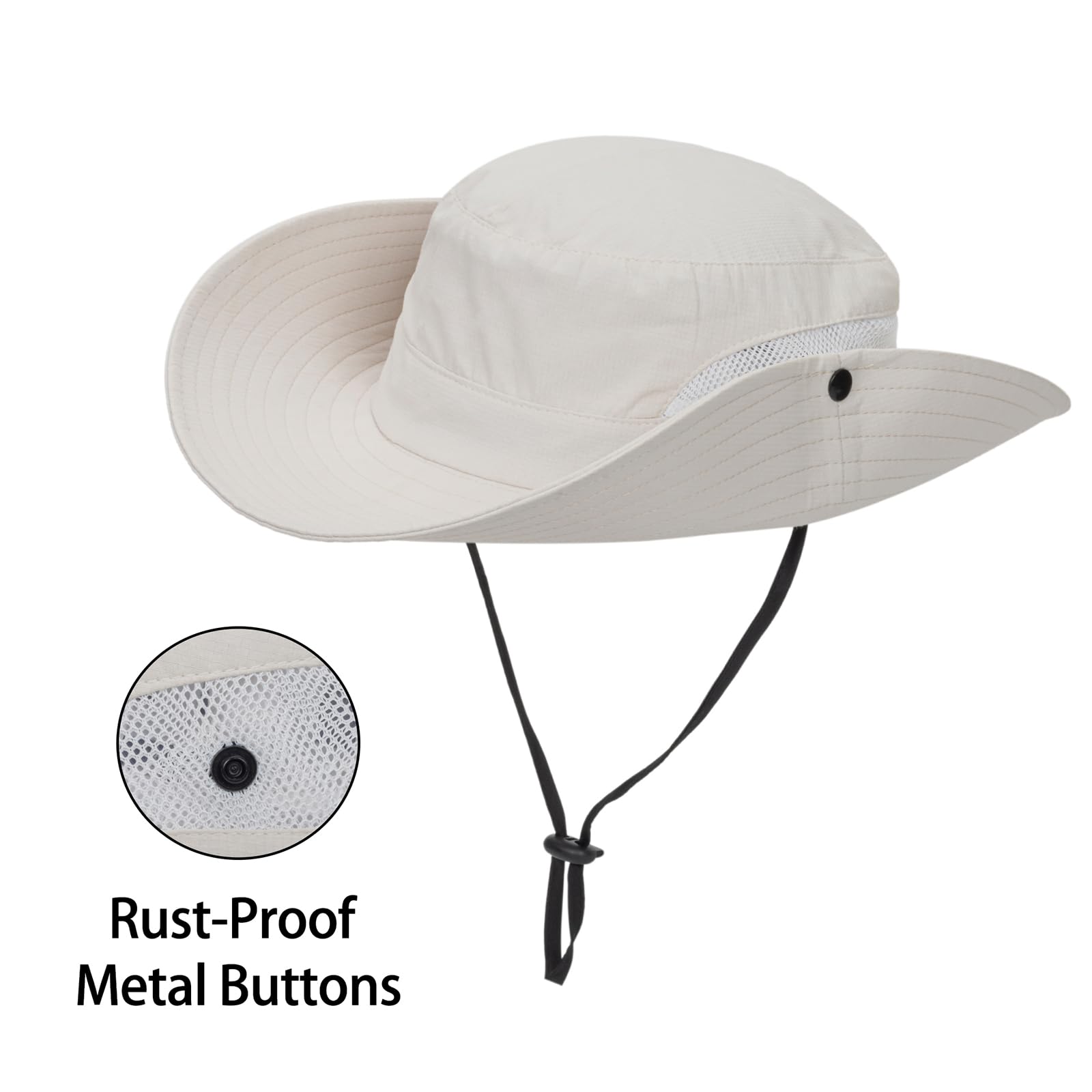 Womens Summer Sun Hat Beach Hat Wide Brim Outdoor UV Protection Hat Packable Mesh Bucket Hat with Ponytail Hole