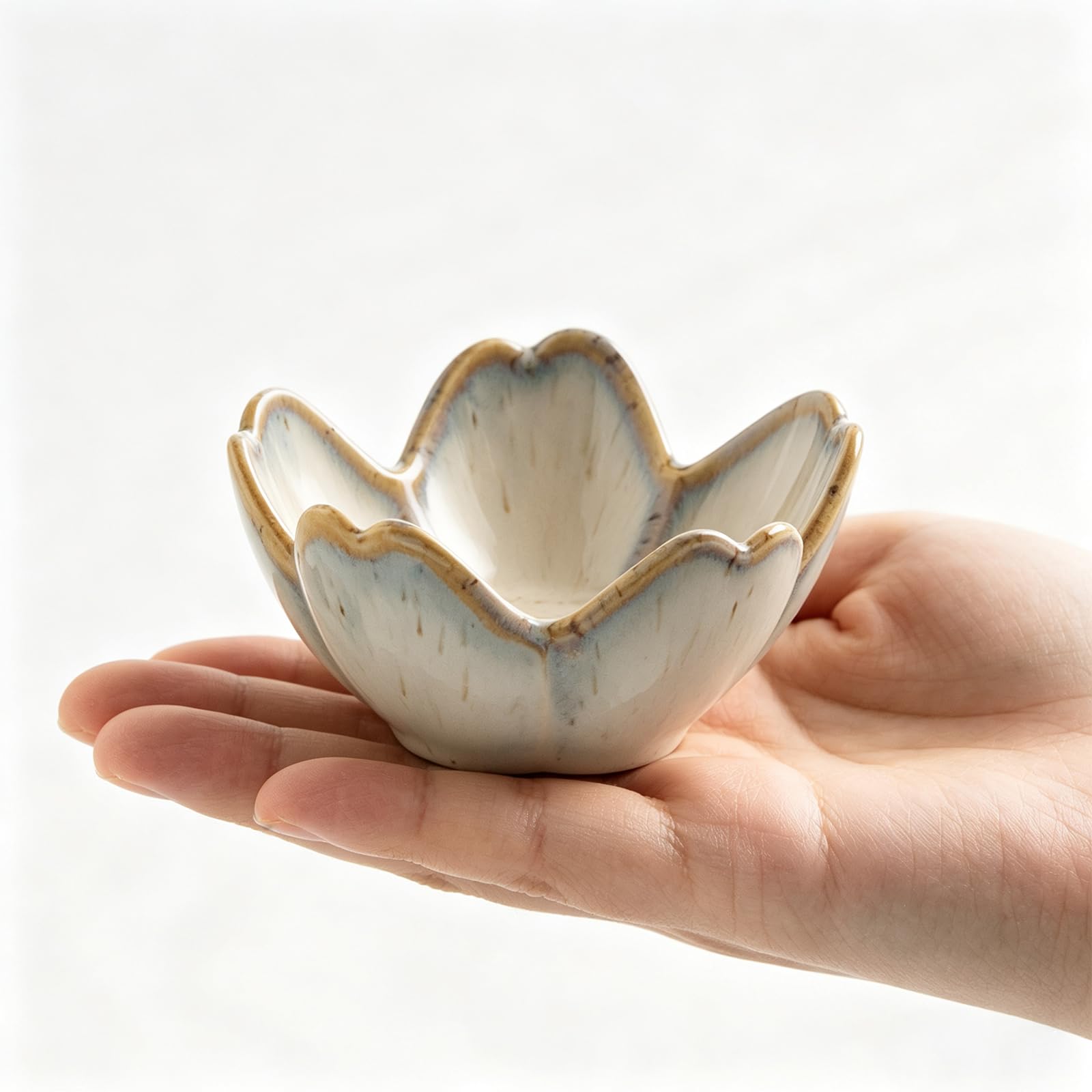 Flower Ring Holder Dish, Ceramic Jewelry Tray Dish, Small Trinket Dish, Jewelry Plate Bowl, Cute Jewlery Ring Holder Dish, Aesthetic Room Decor, Christmas Birthday Gifts for Women, 1 pack (blue)