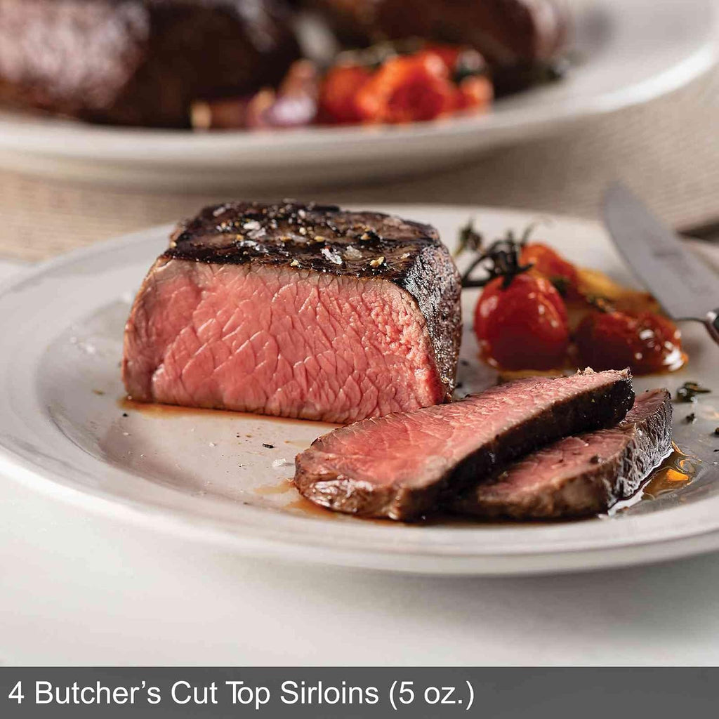 Omaha Steaks Freezer Filler, Gift-Ready or Stock Up, 25 items, 20 entrees - 4 Butcher's Cut Top Sirloins, 4 Air-Chilled Boneless Chicken Breasts, 8 Omaha Steaks Burgers, 4 Gourmet Jumbo Franks, 4 Caramel Apple Tartlets, 1 jar Omaha Steaks Seasoning