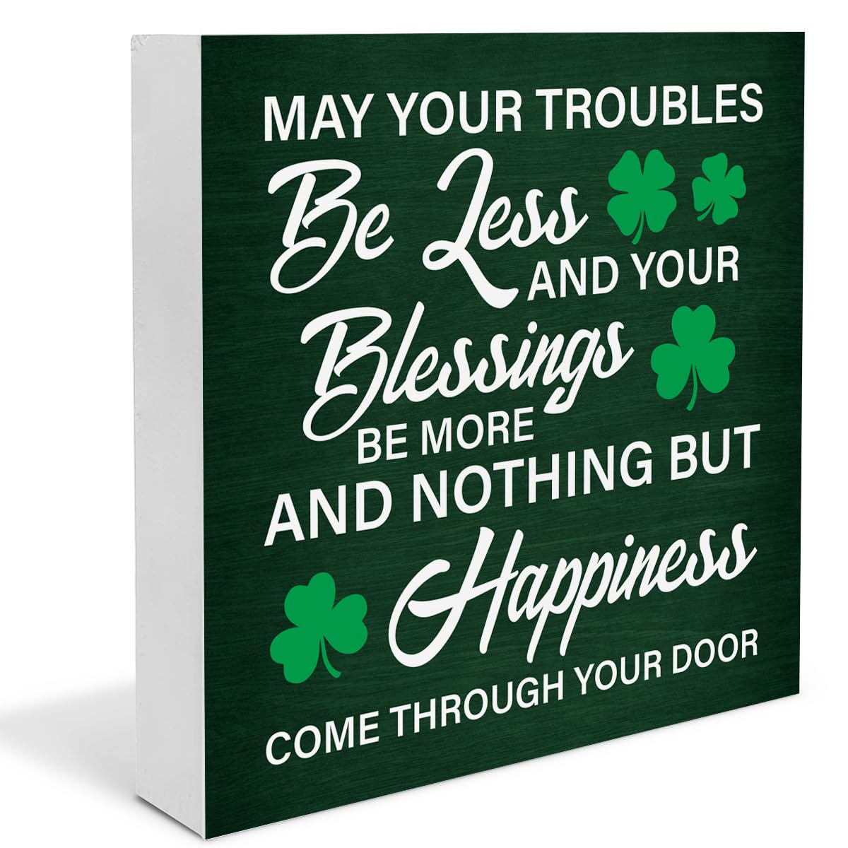 Dumyum St. Patrick's Day Decorative Sign, Wooden, 5 Inches x 5 Inches, Green, Rustic, Tabletop or Wall Mount
