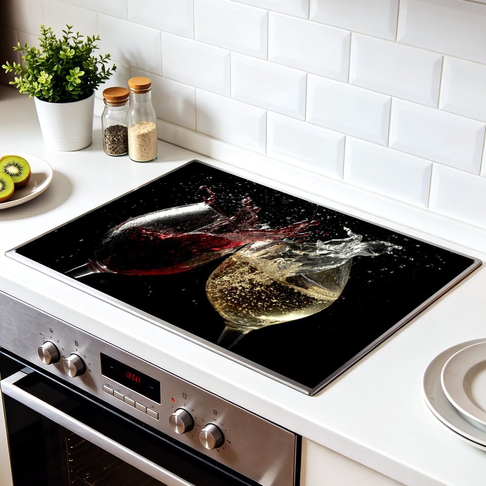 Stove Mat 28.35 x 20.47 Inch Christmas Fireplace and Tree Design Cozy Living Room Holiday Scene Decorative Kitchen Countertop Cover Reusable Flexible Mat for Gas Range Electric Stove Home Winter Décor
