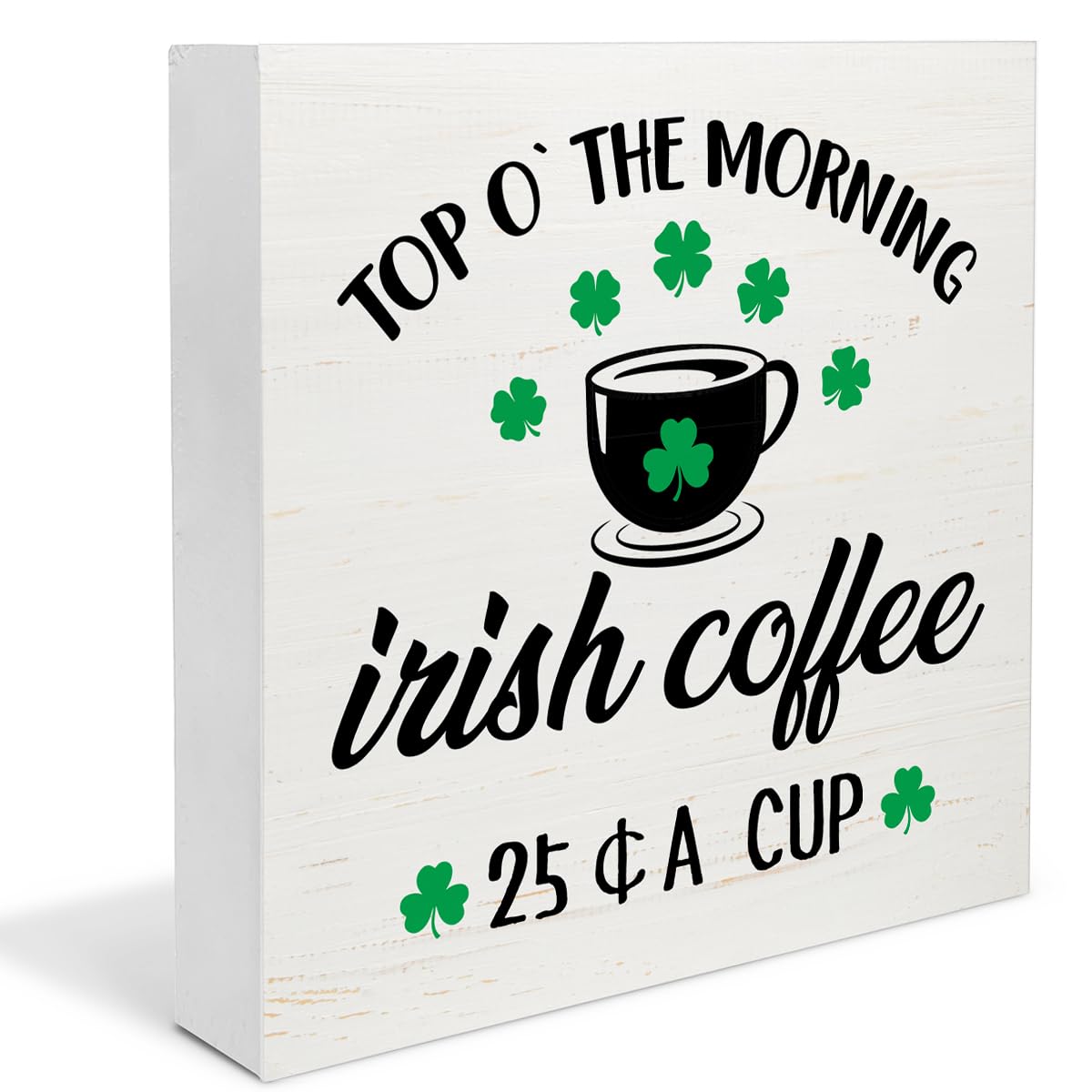 Dumyum St. Patrick's Day Decorative Sign, Wooden, 5 Inches x 5 Inches, Green, Rustic, Tabletop or Wall Mount