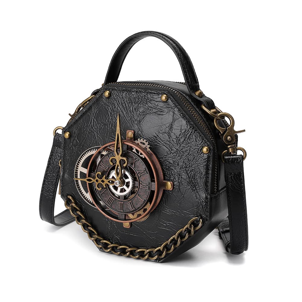 Messenger Bag Leather Retro Briefcase Steampunk Crossbody Shoulder Purse Satchel for Women Lolita Gothic Costume Accessory
