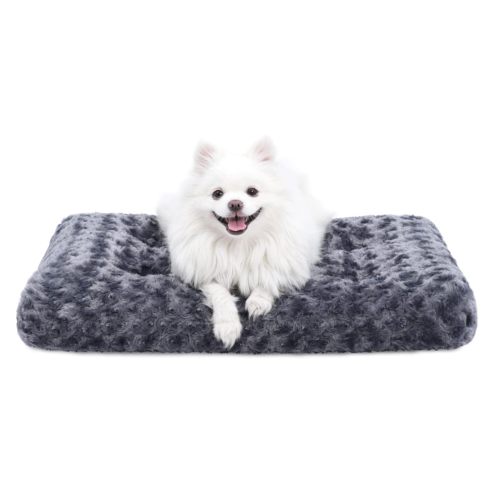 KSIIA Washable Dog Bed Deluxe Plush Dog Crate Beds Comfy Kennel Pad Anti-Slip Pet Sleeping Mat for Large, Jumbo, Medium, Small Dogs Breeds, 35" x 23", Gray