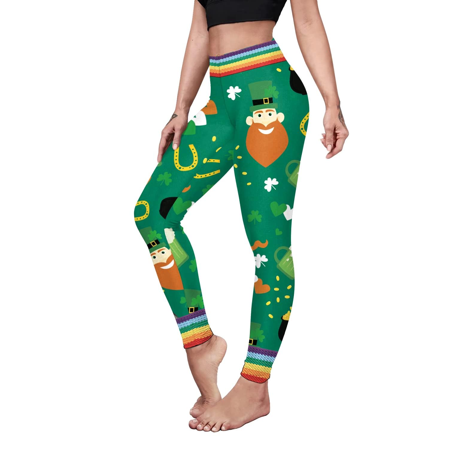 color cosplayer St. Patrick's Day Leggings Shamrock Stretchy Tights Yoga Pants for Women