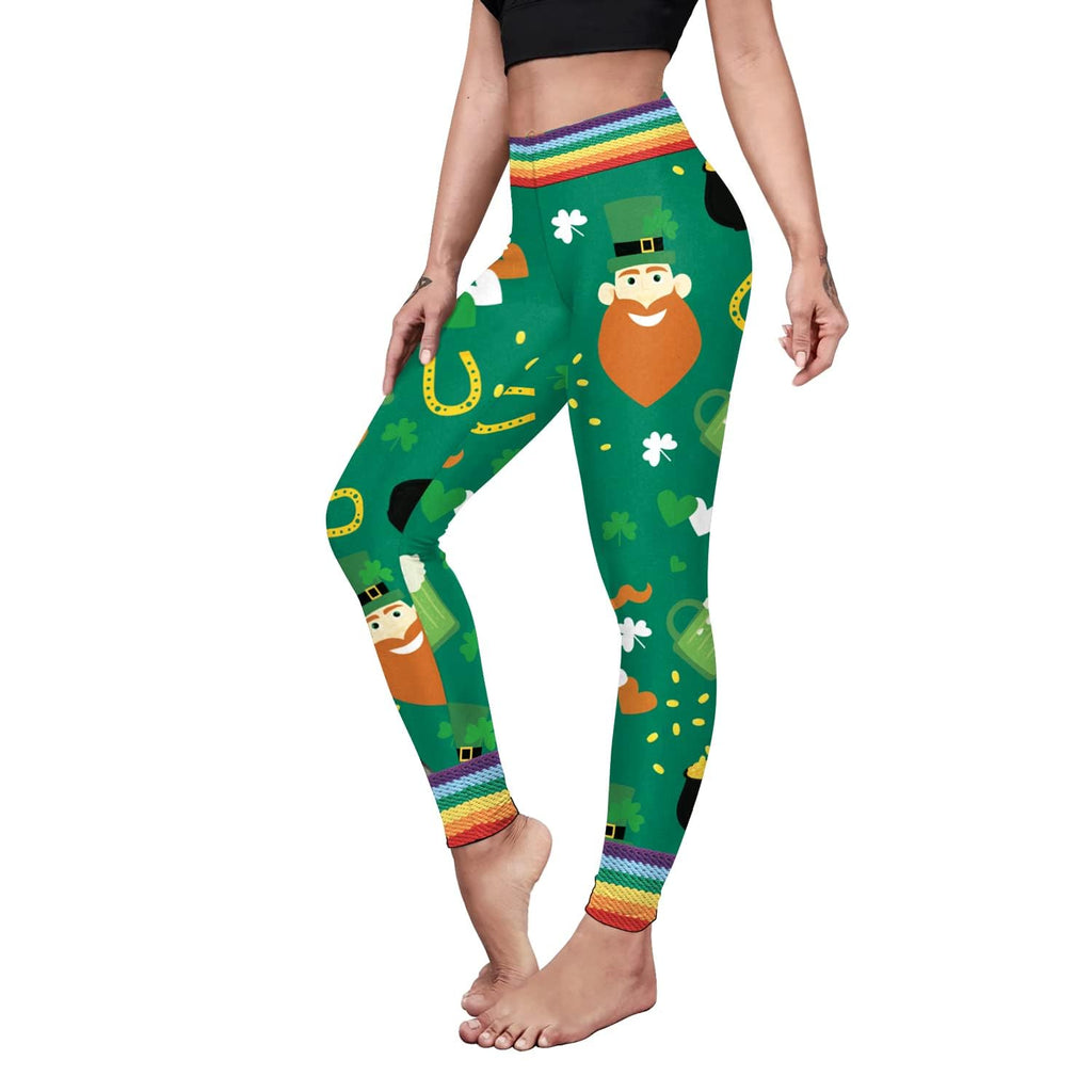 color cosplayer St. Patrick's Day Leggings Shamrock Stretchy Tights Yoga Pants for Women