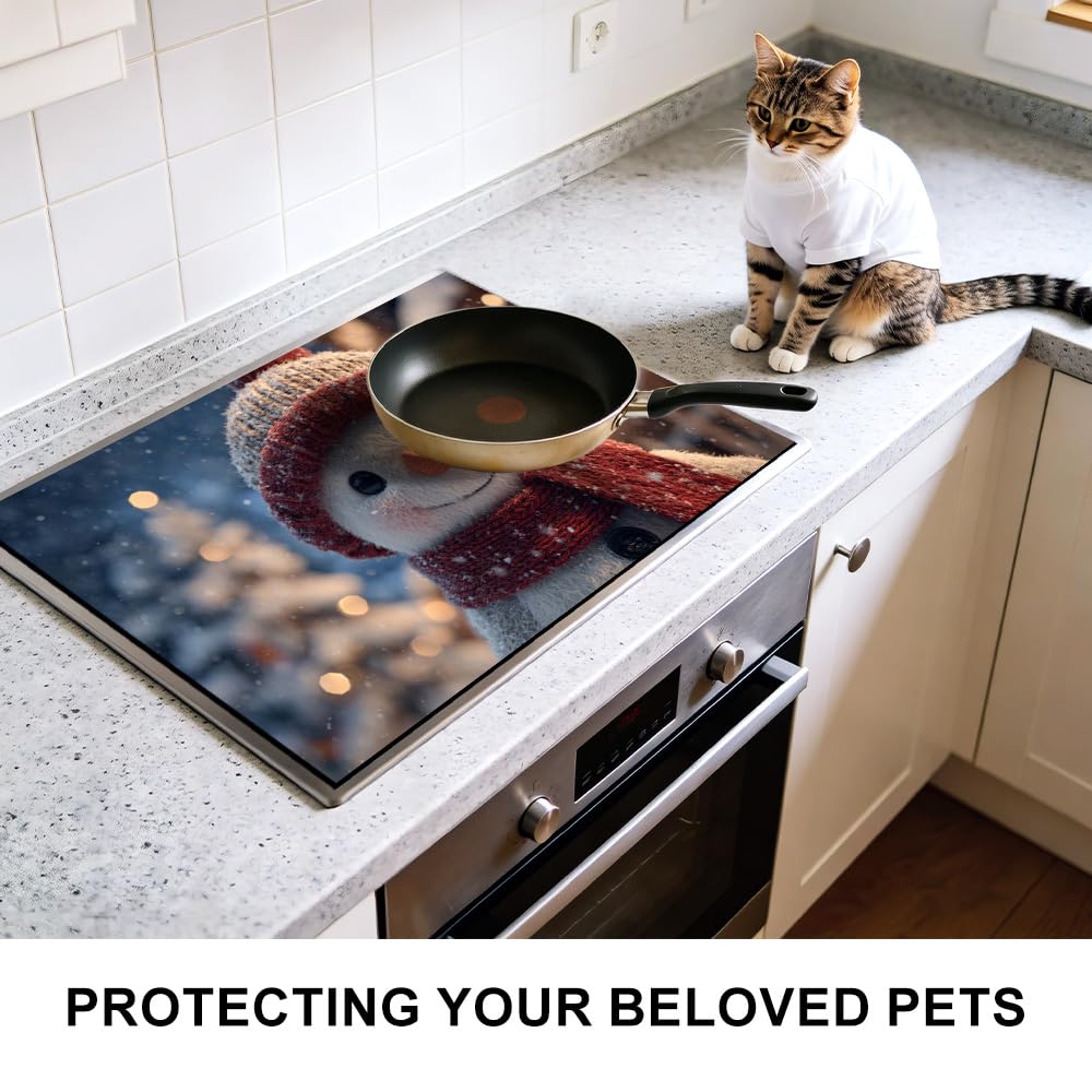 Stove Mat 28.35 x 20.47 Inch Christmas Fireplace and Tree Design Cozy Living Room Holiday Scene Decorative Kitchen Countertop Cover Reusable Flexible Mat for Gas Range Electric Stove Home Winter Décor