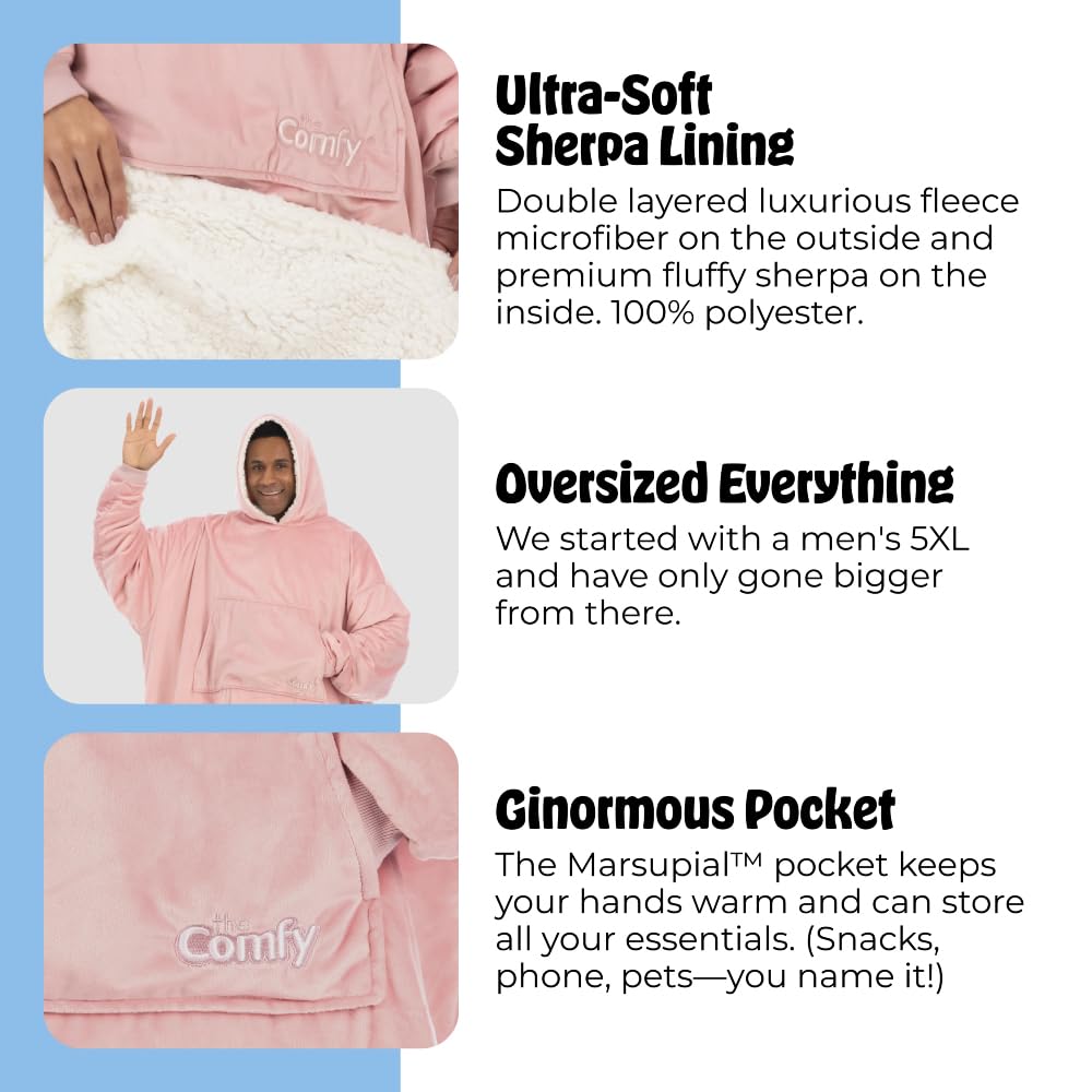 THE COMFY Original | From Shark Tank | Patented | Oversized Sherpa Wearable Blanket Hoodie| Gift for Women & Men | One Size