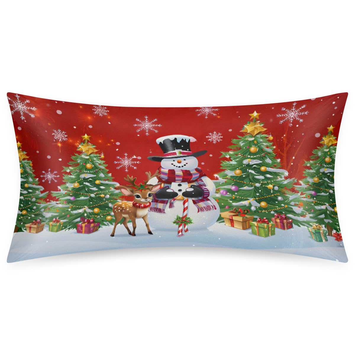 Christmas Light Trees Satin Pillow Case for Hair and Skin Satin Pillowcase Without Zipper Pillowcase, Standard Size Slip Silk Pillow Cases 20"x26" Silk Pillowcases for Bedroom Sofa Home Decor