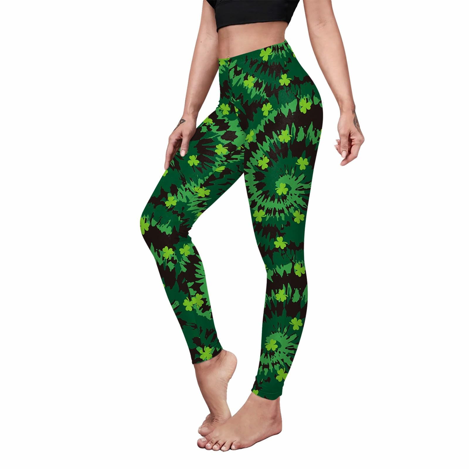 color cosplayer St. Patrick's Day Leggings Shamrock Stretchy Tights Yoga Pants for Women