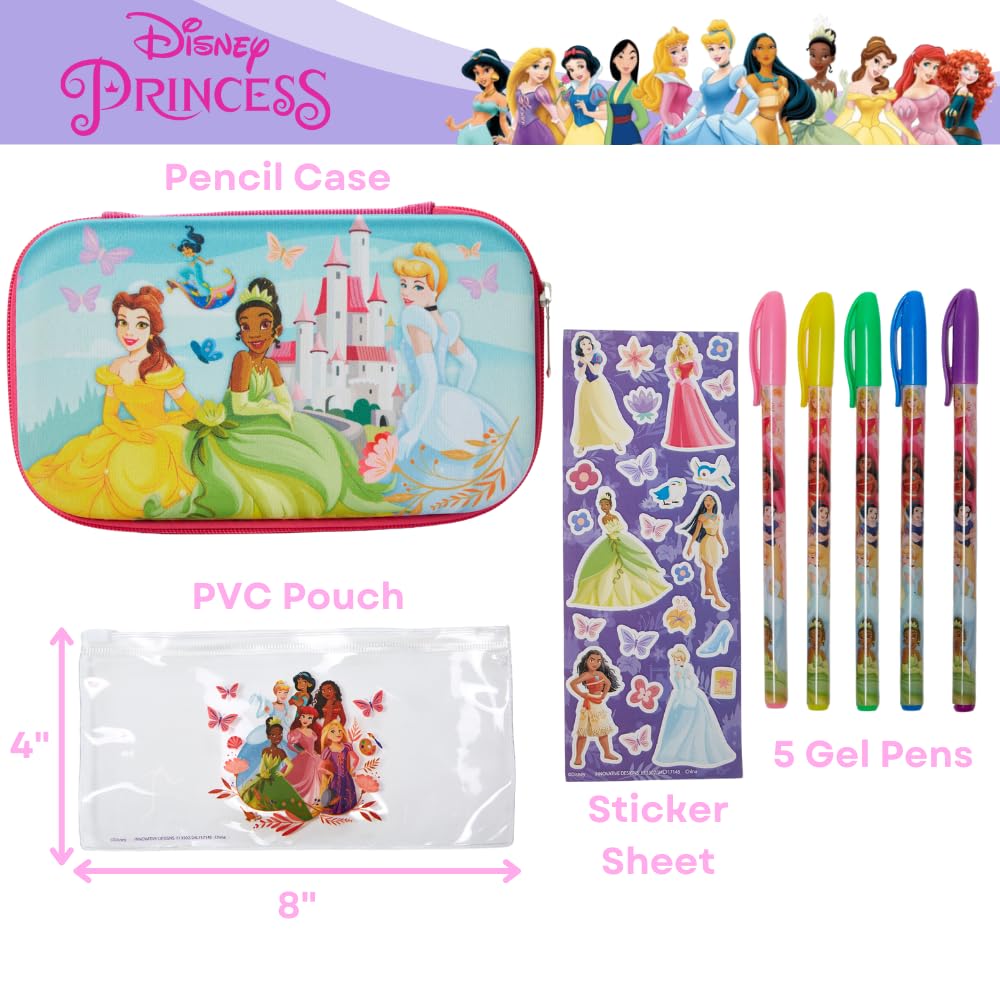 Innovative Designs Barbie Pencil Case Set with Stickers and Gel Pens for Kids, Molded with Zip Closure, Pink