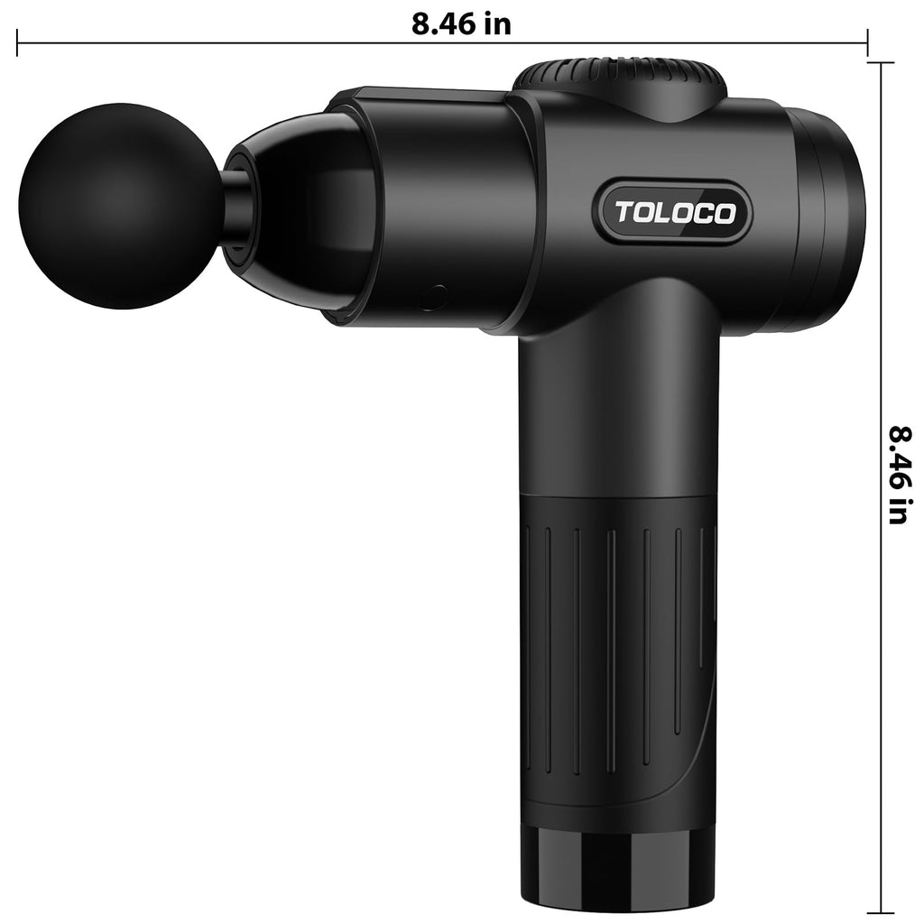 TOLOCO Massage Gun, Deep Tissue Back Massage for Athletes for Pain Relief, Percussion Massager with 10 Massages Heads & Silent Brushless Motor, Fathers Day Dad Gifts, Black